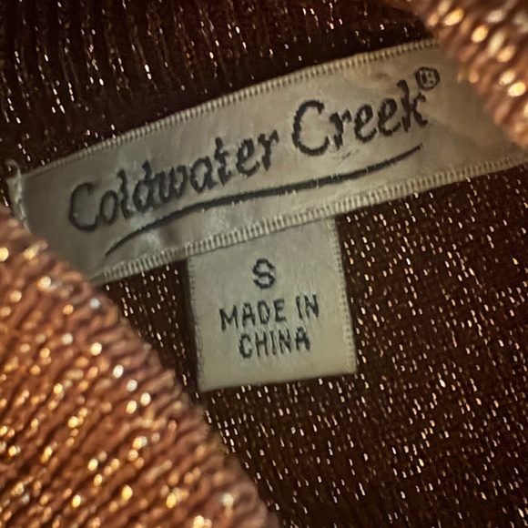 Coldwater Creek Brown/Gold Mock Turtle Neck Sparkly Sleeveless Tank; Size Small - Picture 7 of 9